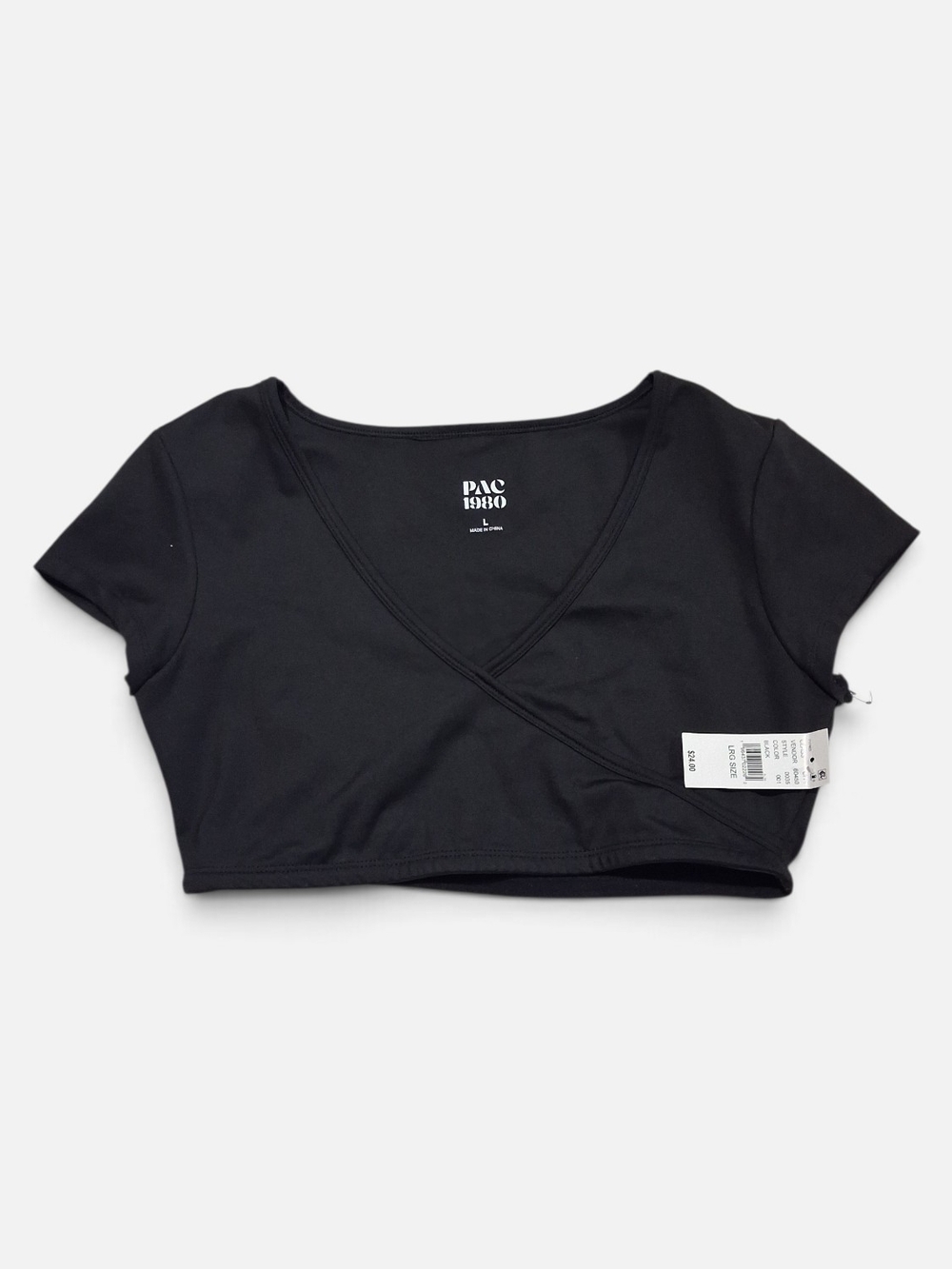 New! PacSun Women's Black Wrap Crop Top Large